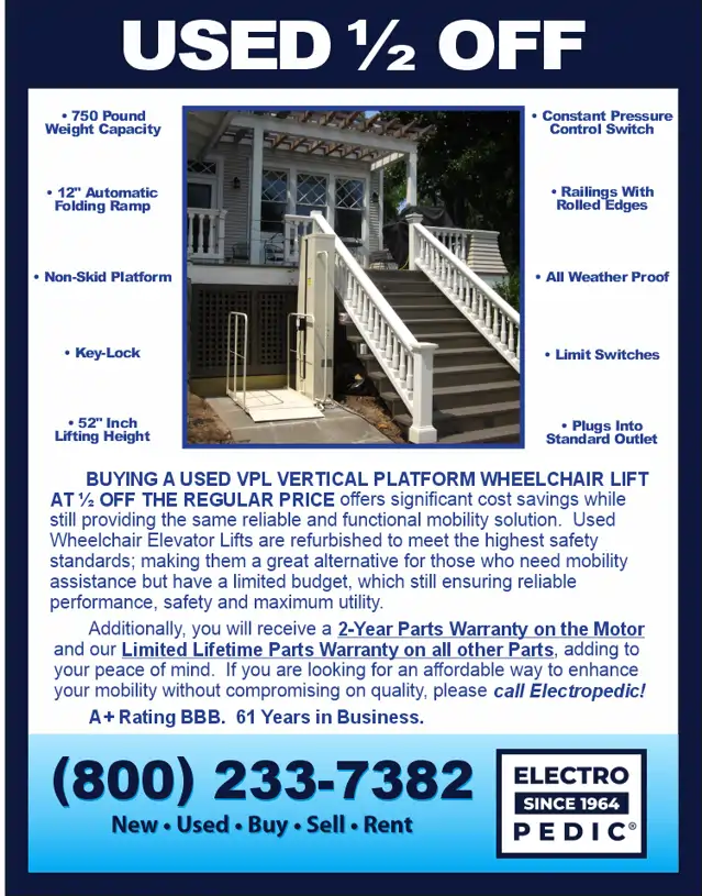 Wheelchair vertical platform lift advertisement